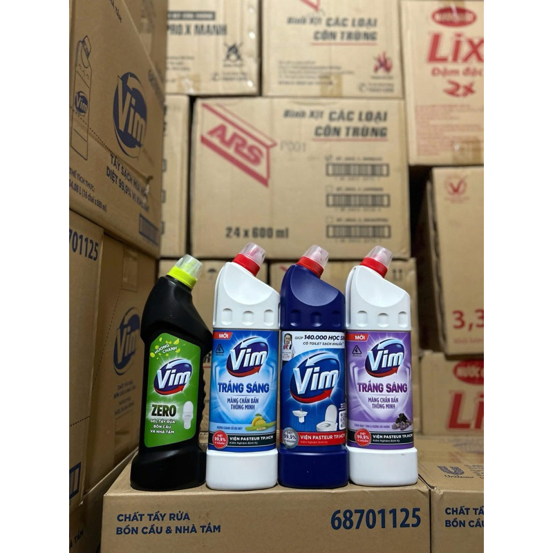 Combo 2 Chai Nước (Gel) Tẩy Bồn Cầu -Nhà Tắm Vim Diệt Khuẩn, Vim Trắng Sáng ( Duck ), Vim Zero 880ML