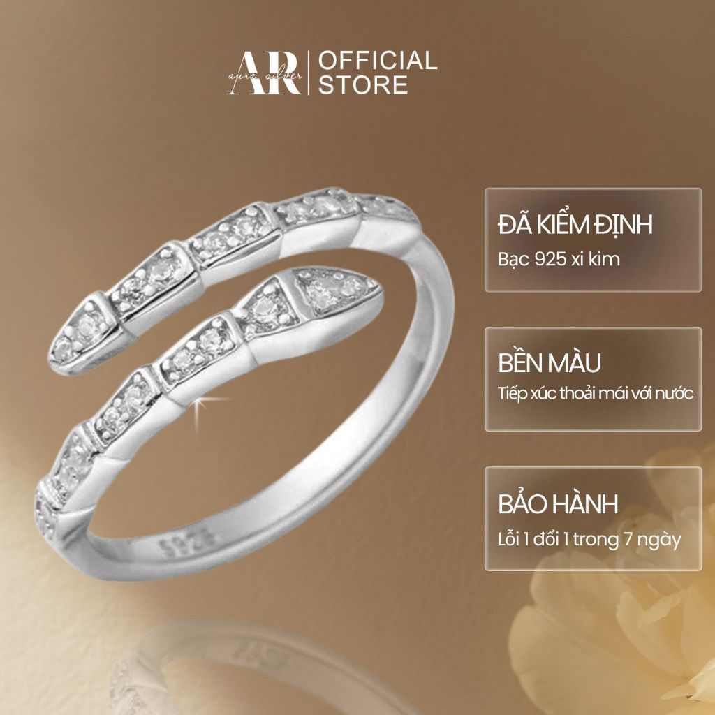 Nhẫn bạc nữ 925 freesize nhẫn Snake Ring - AURA SILVER - N20