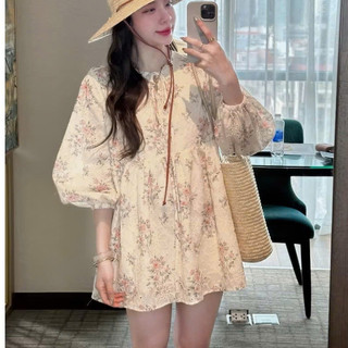 Váy babydoll SALY thắt nơ tay phồng kiểu Pháp chất ren thêu hoa Váy Ren Thêu Hoa tiểu thư Vaybbd721_P11