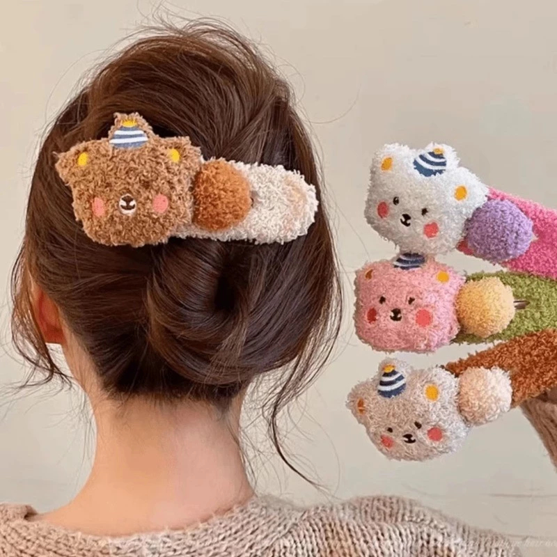 Kẹp Tóc  Gấu bông pudding HINAKY  kẹp tóc mỏ vịt dễ thương kẹp tóc lớn (S8 )(T1-KHO1)