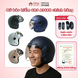 Mũ bảo hiểm grs a368k nhiều màu - mũ 3/4 đơn giản, đi trong phổ hoặc đi xa đều hợp - bảo hành 1 năm