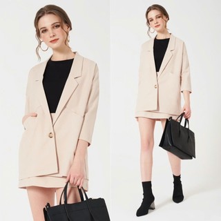 ÁO KHOÁC BLAZER FORM RỘNG LARA MIKI MÀU KEM
