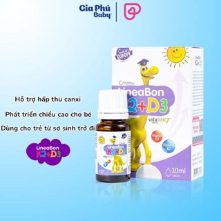 Vitamin K2 D3 Lineabon hỗ trợ hấp thụ canxi cho bé Chính hãng ( Dạng siro 10ml )