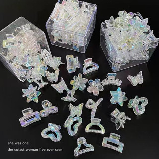 🍟mujicici🍟Kẹp Tóc mini Trong Suốt Nhiều Màu Thời Trang Cho Nữ/Kẹp Tóc Laser Giả Tưởng Nhỏ Vuốt Tóc Siêu Bất Tử Tính Khí