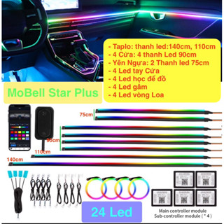  Đèn Led trang trí nội thất ô tô 24 Led- Led viền trang trí nội thất ô tô - Bảng Full 