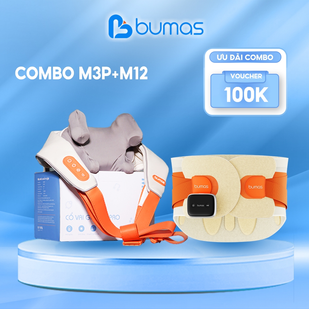 Combo Máy Massage Cổ Vai Gáy M3 Pro + Máy Massage Lưng BUMAS M12