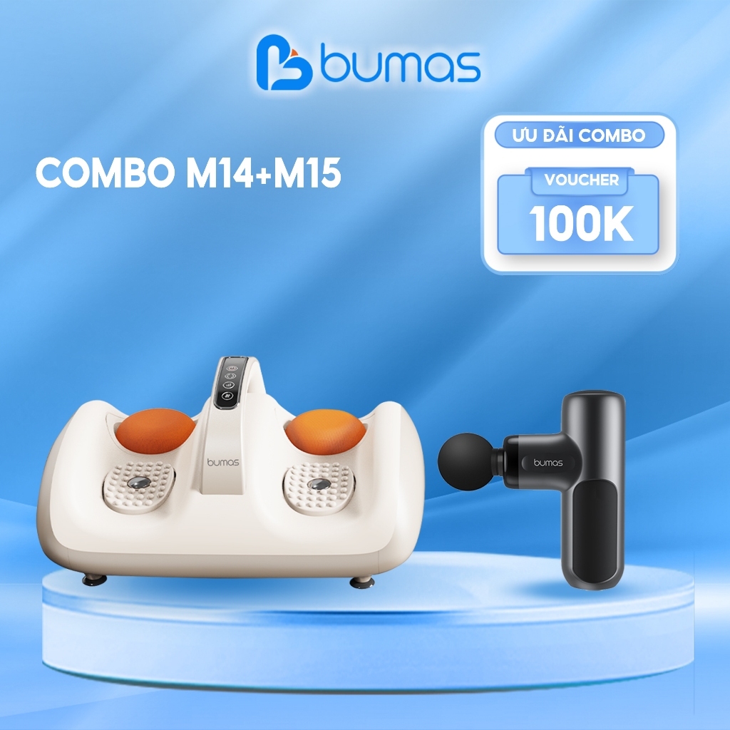 Combo Máy Massage Cầm Tay BUMAS M14 Và Máy Massage Bàn Chân M15