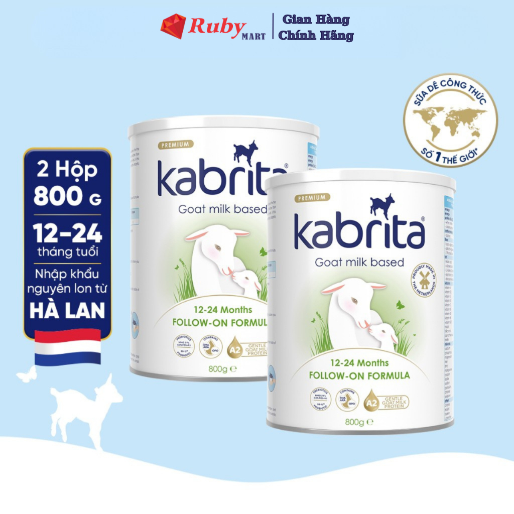 [Mẫu mới] Combo 2 lon Sữa dê Kabrita số 2 cho trẻ- Lon 800g
