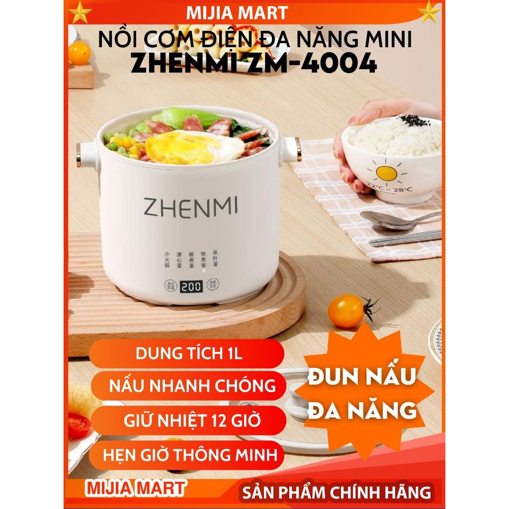 Nồi cơm điện đa năng mini Zhenmi  ZM-4004, nồi lẩu điện mini đun nấu đa năng