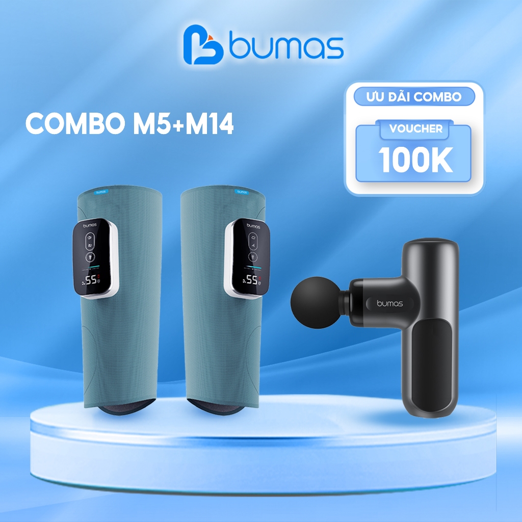 Combo Máy Massage Cầm Tay BUMAS M14 và Máy Massage Chân BUMAS M5