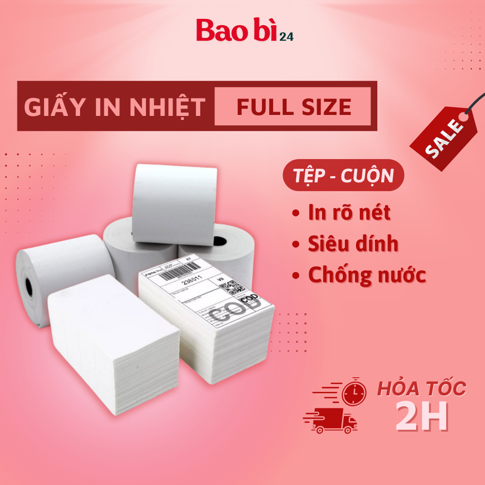 Giấy in nhiệt A6 A7 tự dính, giấy in đơn hàng, giấy in bill chuyển phát nhanh - Baobi24