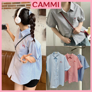 Áo Sơ Mi Nữ Kẻ Thêu Nơ Form Rộng Dễ Mặc Dễ Phối Đồ Chất Kate Sọc Siêu Mịn Ít Nhăn HA90