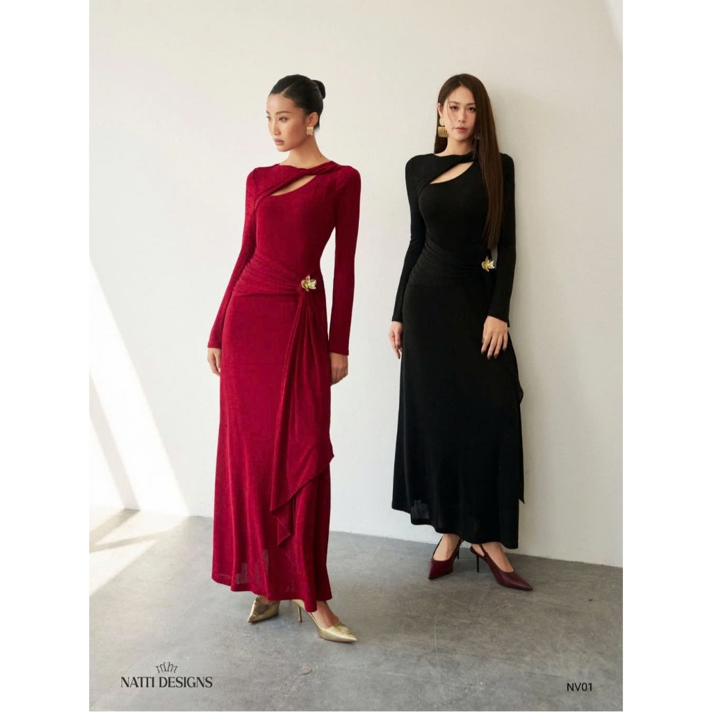 Váy dài nữ Deep red dress NV01