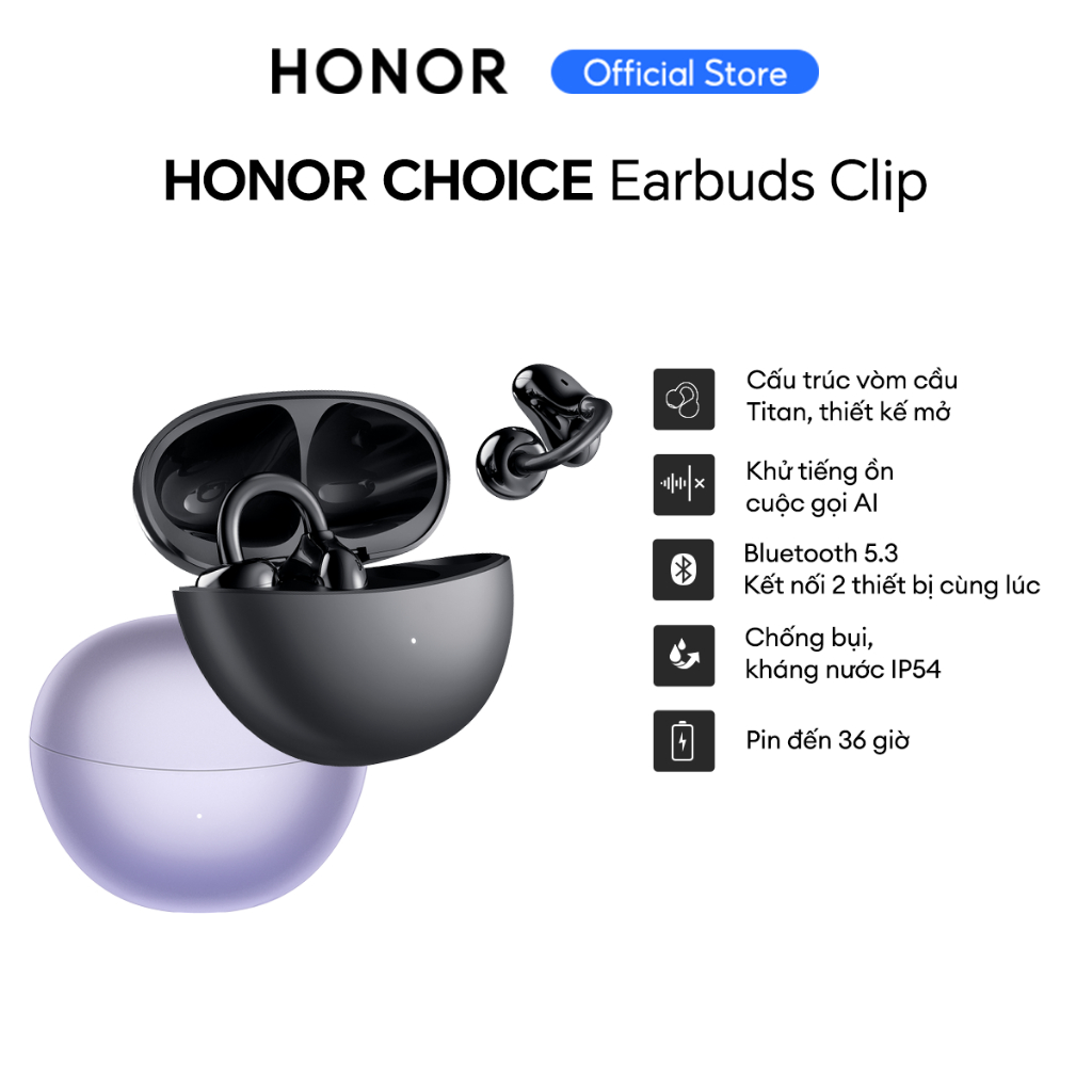 Tai Nghe Bluetooth HONOR CHOICE Earbuds Clip | Chống bụi và nước IP54| Cấu trúc vòm cầu Titan | BigBuy360 - bigbuy360.vn