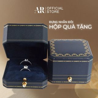 Hộp đựng nhẫn đôi hộp quà tặng nhẫn cầu hôn lót nhung sang trọng-Aura Silver