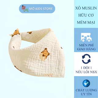 ̣(Mua 10 yếm tặng 1 khăn) Yếm tam giác ( Organic Muslintree ), yếm 4 lớp cho bé, yếm cho bé trai, yếm cho bé gái