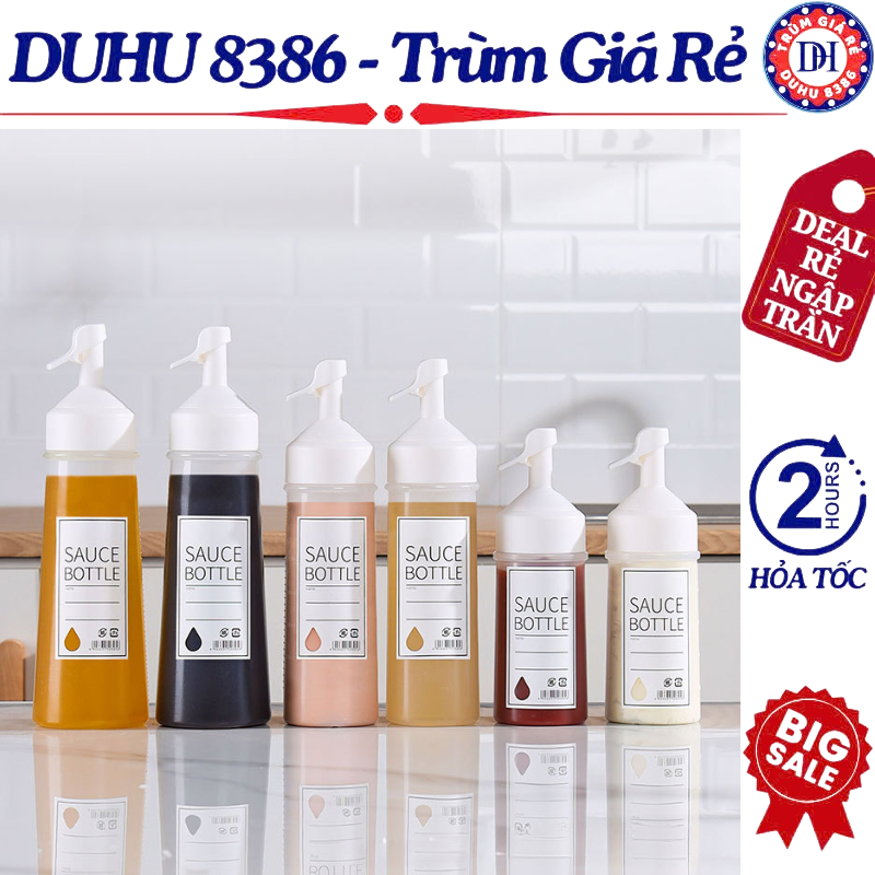 Bình Đựng Nước Sốt, Gia Vị Có Nắp Đậy - Chai Nhựa Đựng Sốt 250ml/350ml/450ml Tiện Lợi Có Nắp Đậy