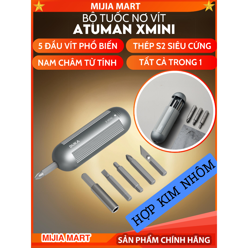 Bộ Tuốc Nơ Vít ATUMAN Xmini. 5 đầu vít S2 siêu cứng, nam châm từ tính