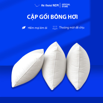 Set 2 ruột gối bông hơi cao cấp He thong NEM kích thước 50x70 cm - Lõi Gối Người Lớn Nằm Ngủ Chuẩn Khách Sạn 5 Sao