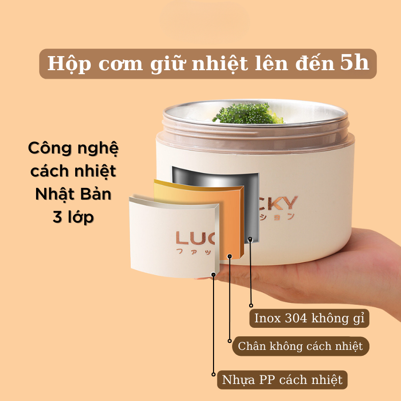 Hộp cơm giữ nhiệt Uchan Hộp đựng cơm văn phòng Tặng Túi, Cà mên giữ nhiệt dùng được trong lò vi sóng SP02 | BigBuy360 - bigbuy360.vn