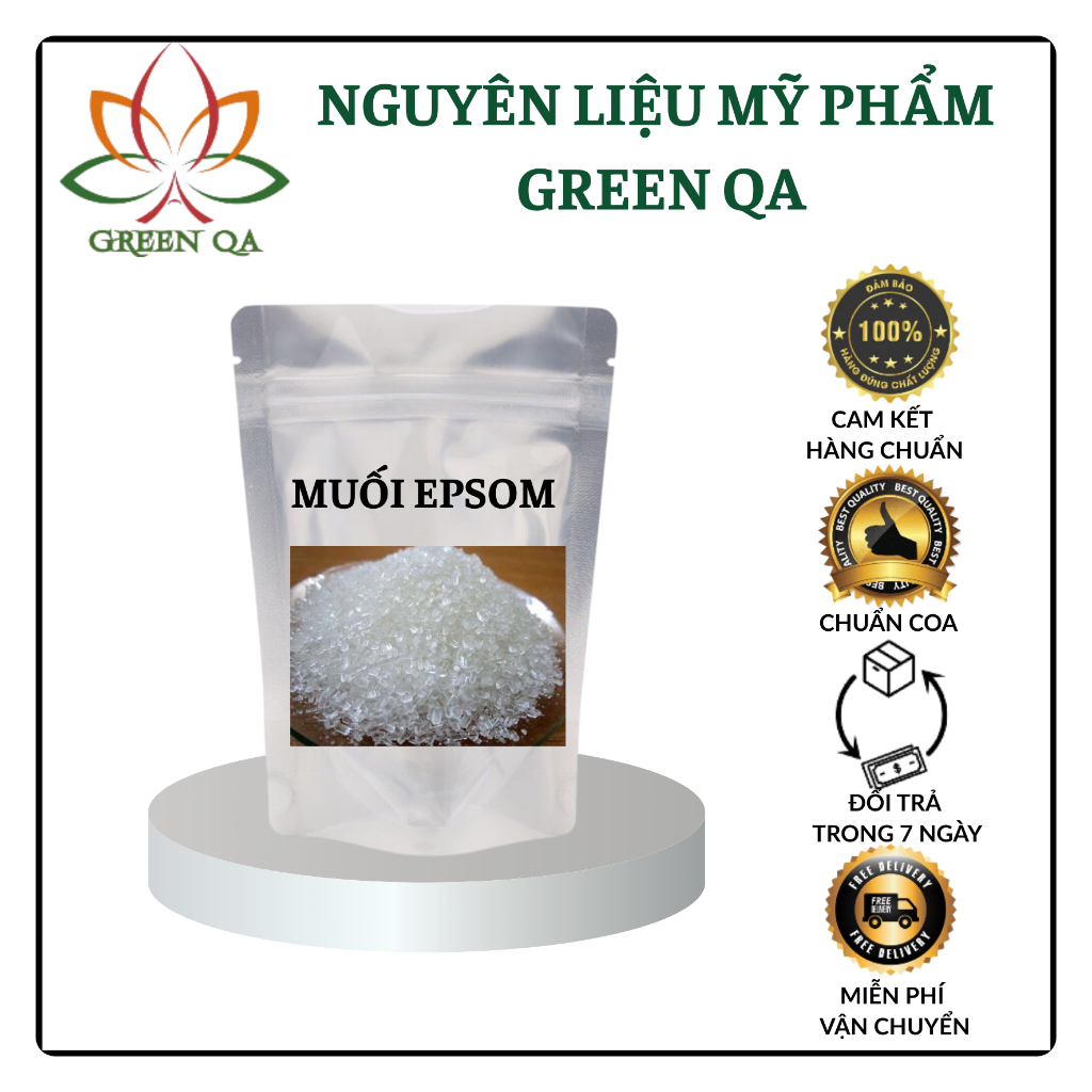 Muối Epsom - Muối tắm ngâm chân, rửa mặt dưỡng da, Nguyên liệu mỹ phẩm - 1000g