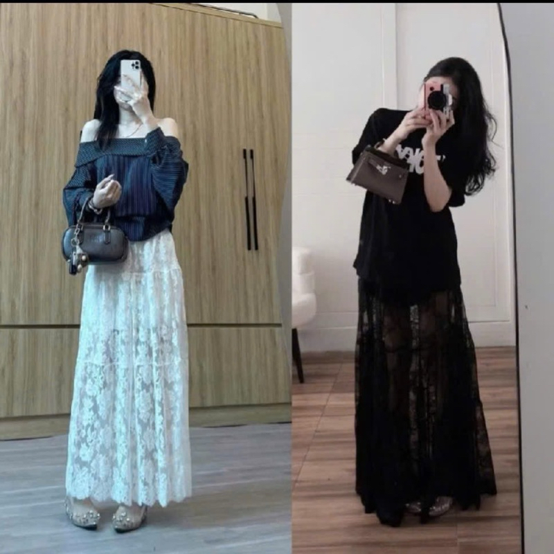 Chân Váy Nữ Dáng Dài Ren Maxi