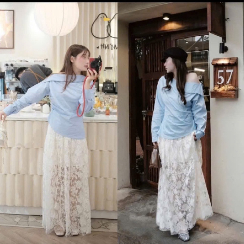 Chân Váy Nữ Dáng Dài Ren Maxi