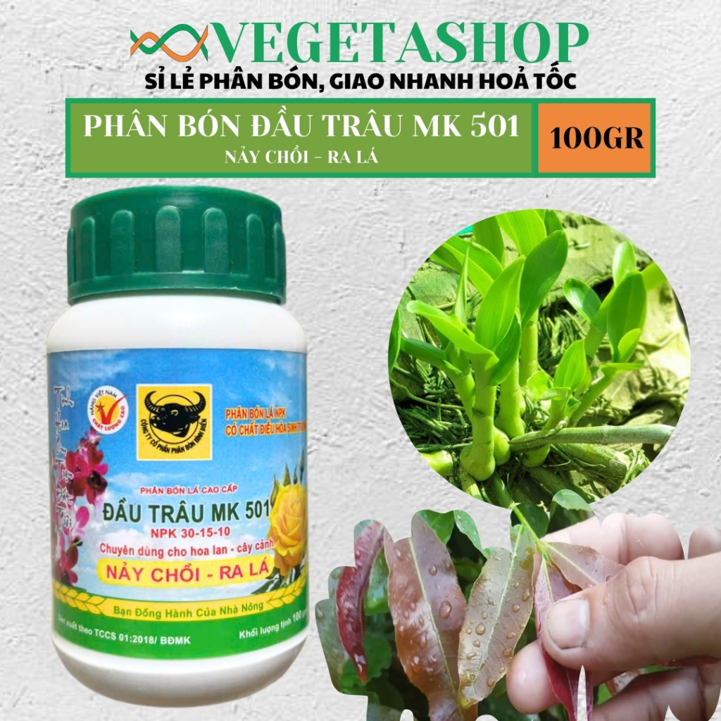 Phân Bón NPK 501 Hủ 100gram - VEGETASHOP - Hoa Cây Kiểng Phong Lan Đầu Trâu