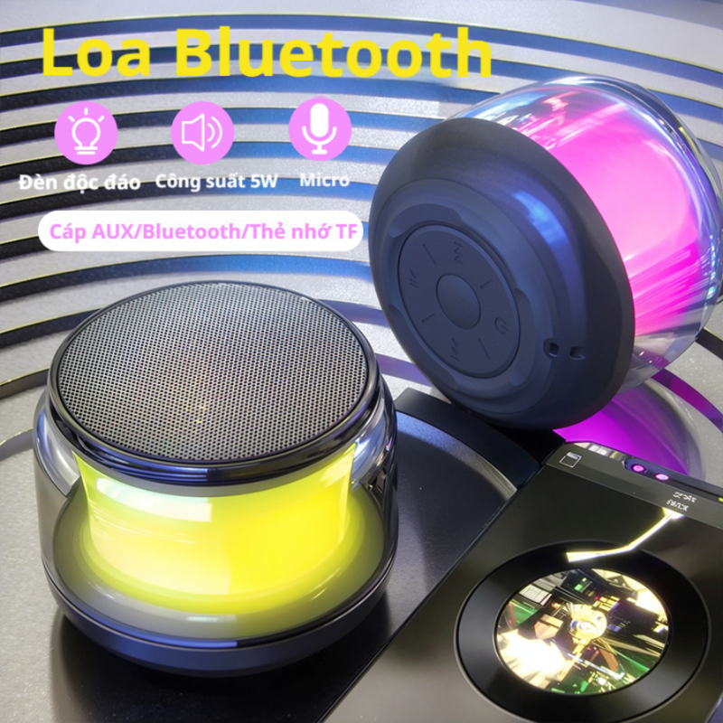 Loa Bluetooth S300 Nhỏ Gọn Âm Thanh Hay Cầm Tay Dòng Loa Mini Pin Trâu ,Hỗ Trợ Thẻ Nhớ, Đèn Led RGB