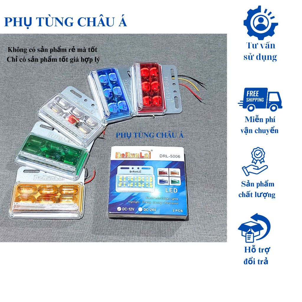 Đèn sườn xe tải. đèn led hãng derunlai, loại to điện 12v, 24v