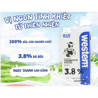    HỎA TỐC - THÙNG 12 HỘP   Sữa Tươi Western Độ béo 3.8% 1L Chuyên Dùng Pha Chế 