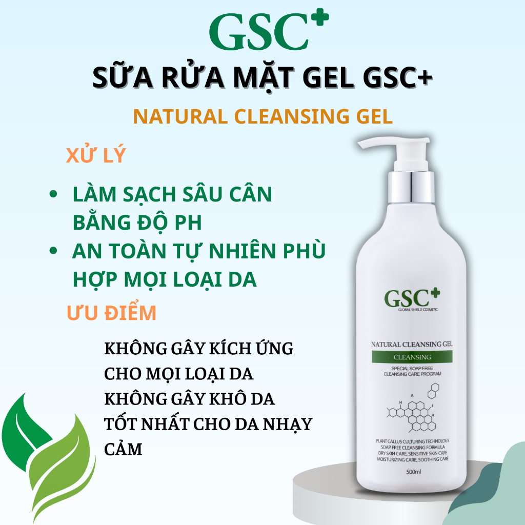 GSC Sữa rửa mặt GSC Natural Cleansing Gel - Chuyên dùng tại Spa TMV(500ml)