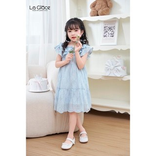  Váy Bé Gái Wendy Tay Bèo Tầng Thêu Hoa – Vải Linen Thoáng Mát Màu Pastel Dễ Thương | La Glace 