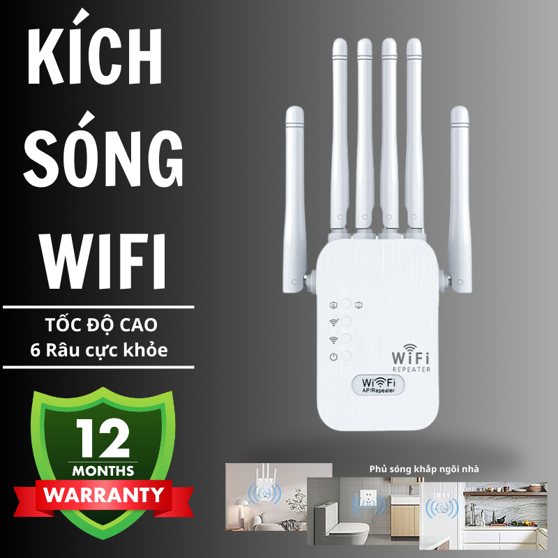  Kích sóng wifi không dây 6 ăng ten tốc độ cao giảm giật lag cải thiện tốc độ mạng 