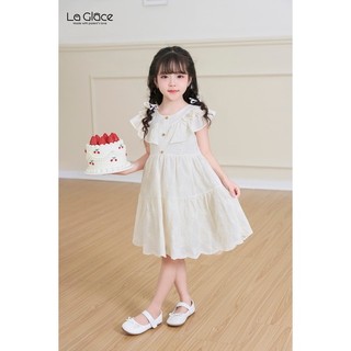  Váy Bé Gái Chloe Linen Thêu Hoa Tay Bèo Tầng – Chất Vải Mát Mịn Màu Pastel Dịu Dàng | La Glace 