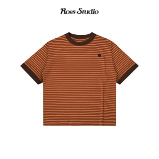 Áo Thun Sọc Nữ ROSS STUDIO Đỏ Gạch 250gsm Logo Kim Loại - R IC BRICK RED