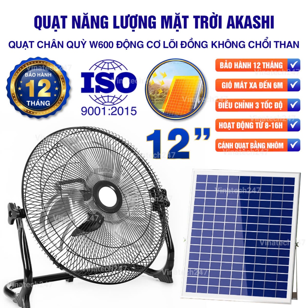 Quạt Năng Lượng Mặt Trời AKASHI Quạt Tích Điện Giải Pháp Làm Mát Cho Mùa Hè Quạt Nhập khẩu Cao Cấp V247