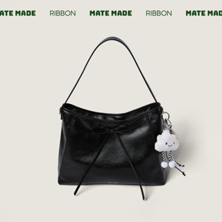 [TẶNG KÈM CHARM] Túi Tote Đeo Vai Nữ MATE MADE Ribbon Tote Thời Trang Da Mềm Size Lớn 36cm - Màu Đen