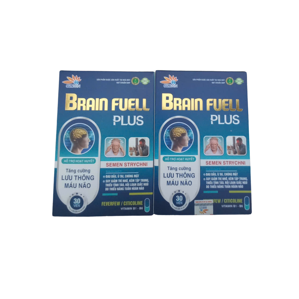 (Combo 2 hộp) Brain Fuell Plus - Hỗ trợ giảm đau đầu, chóng mặt, giảm  trí nhớ, mất ngủ
