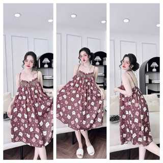 Đầm hai dây lụa latin 40-70kg vừa.