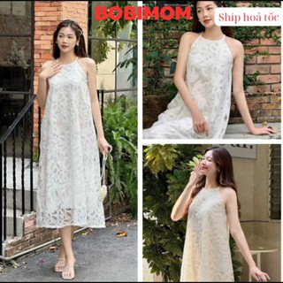 BOBIMOM |  ĐẦM BẦU REN CỔ YẾM CAO CẤP GỌN DÁNG XINH XẮN SANG TRỌNG SANG CHẢNH