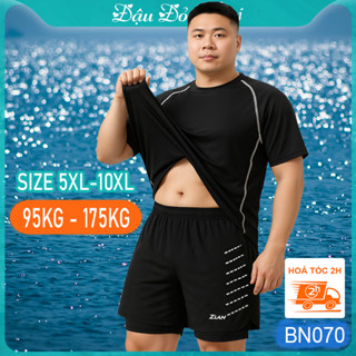 Bộ bơi nam BIG SIZE - Tự Tin, Thoải Mái cho người béo đến 175kg, set áo bơi cỡ lớn & quần bơi 2 lớp giấu bụng đùi. BN070