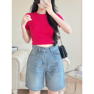  Quần Ngố Nữ Quần Short Ngố Lửng Lưng Cao Chất Jeans Mềm Mặc Thoải Mái Có Thêu Nơ MS 437 