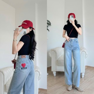  QUẦN JEANS NỮ QUẦN BÒ NỮ CẠP CAO 1 CÚC TÚI SAU THÊU TIM XỊN XÒ DÀNH CHO NẤM LÙN 38- 60KG MS 217 