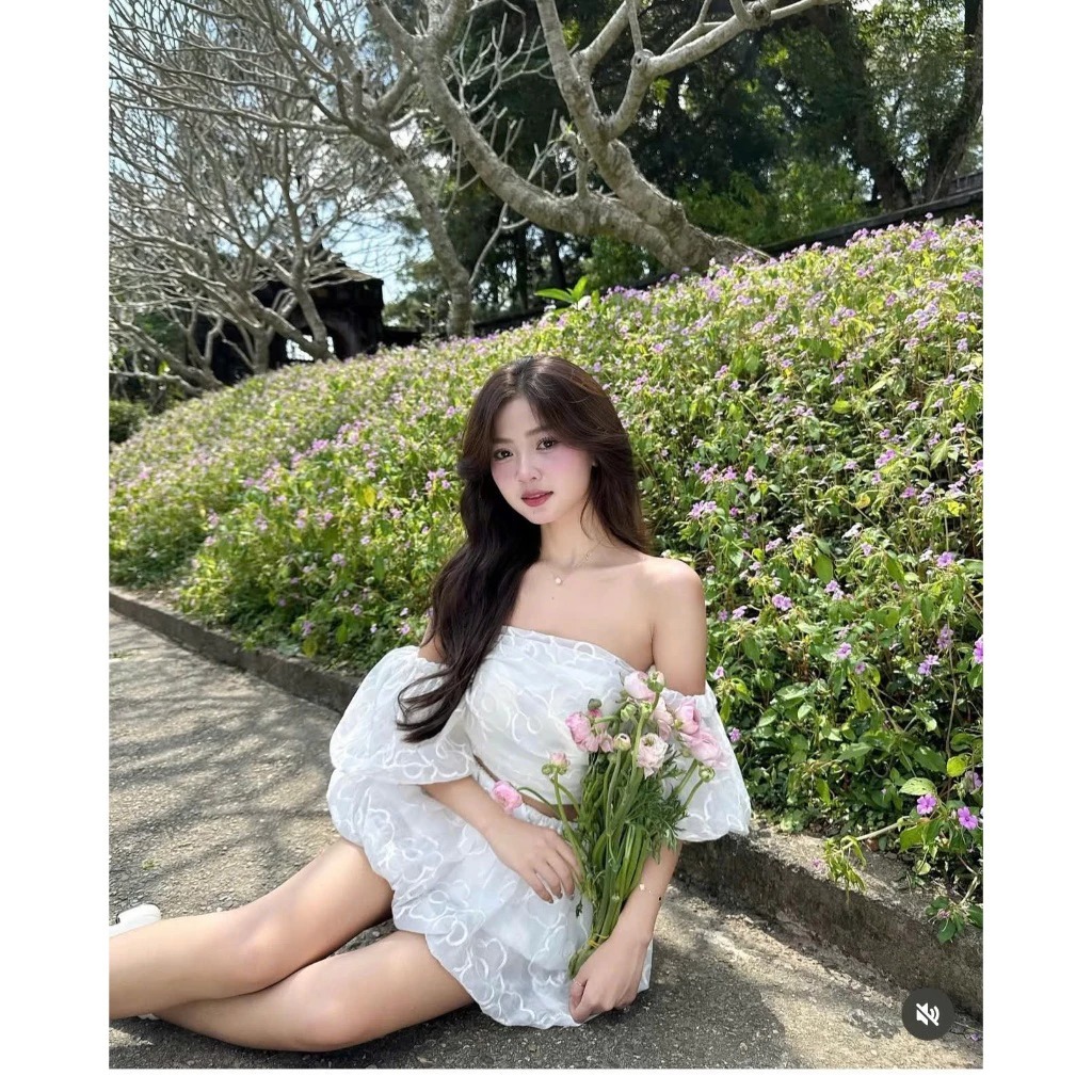 Set Áo Mix Váy Ngắn Tay Bồng Voan Hoa Trễ Dáng Bí Siêu Xinh - MAY DRESS | BigBuy360 - bigbuy360.vn