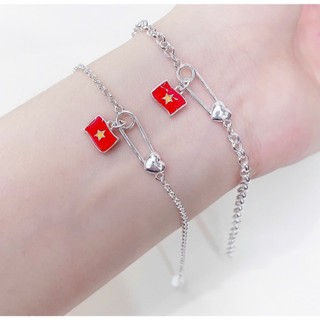  Hẻm Trang Sức - Vòng tay dây chuyền bạc S925 charm Quốc kỳ Việt Nam lá cờ đỏ sao vàng 