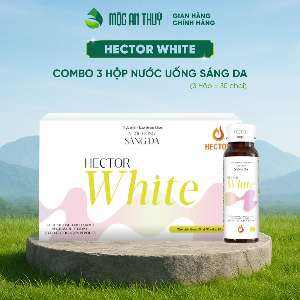 [Combo ưu đãi] 3 hộp nước uống sáng da Hector White thúc đẩy nội sinh Glutathione chính hãng