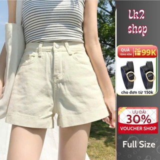 Quần short jean nữ trơn cạp cao hack dáng Quần sooc jean kaki dày dặn chất mềm mại thoáng mát