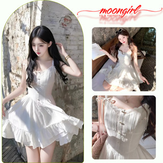 Váy 2 Dây Nữ Cúp Ngực Viền Ren Dáng Ngắn, Váy Đi Biển Phong Cách Nhẹ Nhàng Dễ Thương Moongirl G211