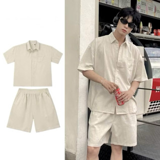 Đồ bộ nam mùa hè cổ sơ mi chất vải đũi cao cấp dày dặn thoáng mát kiểu dáng đẹp